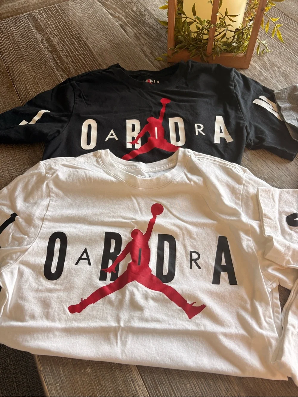 Jordan Short Sleeve Tee Set — White & Black with Red Jumpman